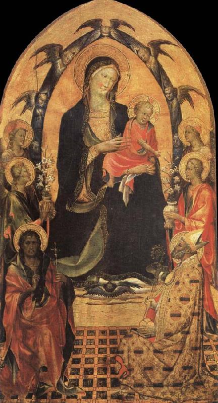 Gherardo Starnina The Madonna and the Nino with San Juan the Baptist, San Nicolas and four angeles